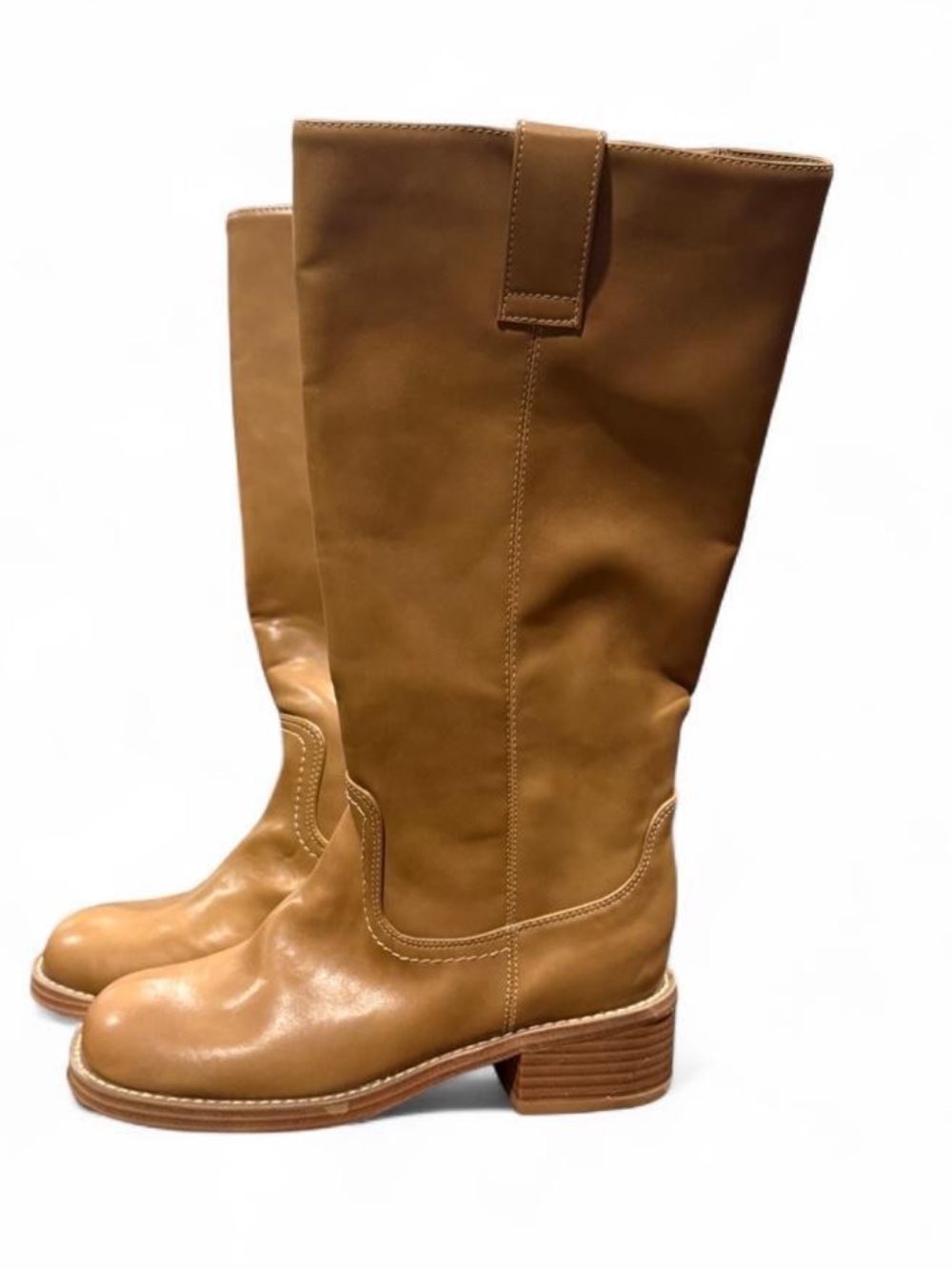 Universal Thread Tan Mid-Calf Leather Heeled Boots